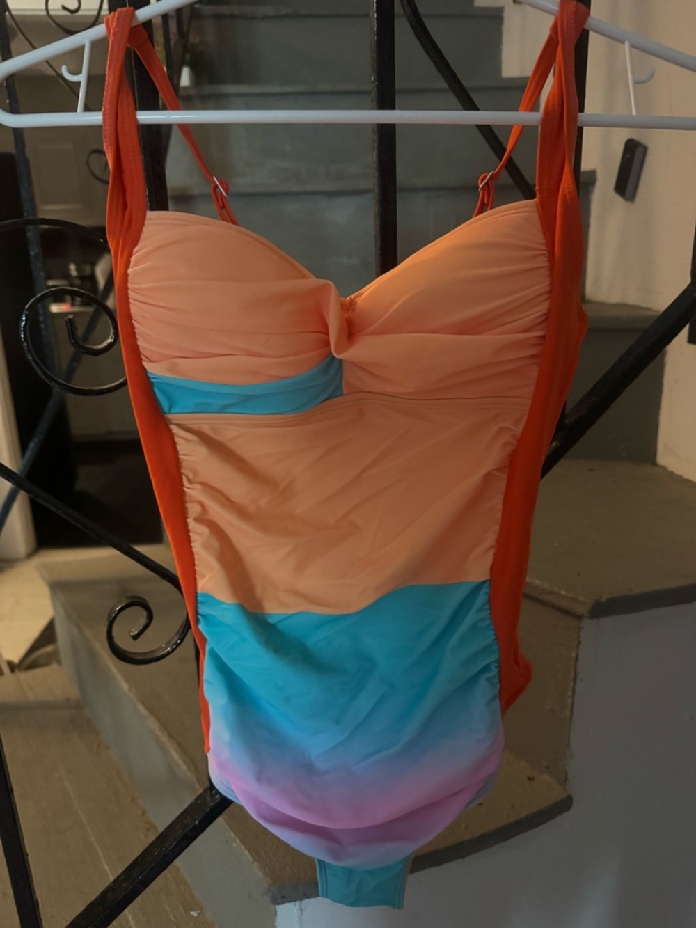 Women’s Orange & Aqua Ombre One-Piece Swimsuit